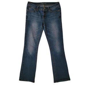 Aeropostale Womens Bootcut Denim Jeans 4 Short Inseam Stretch Med Wash Blue